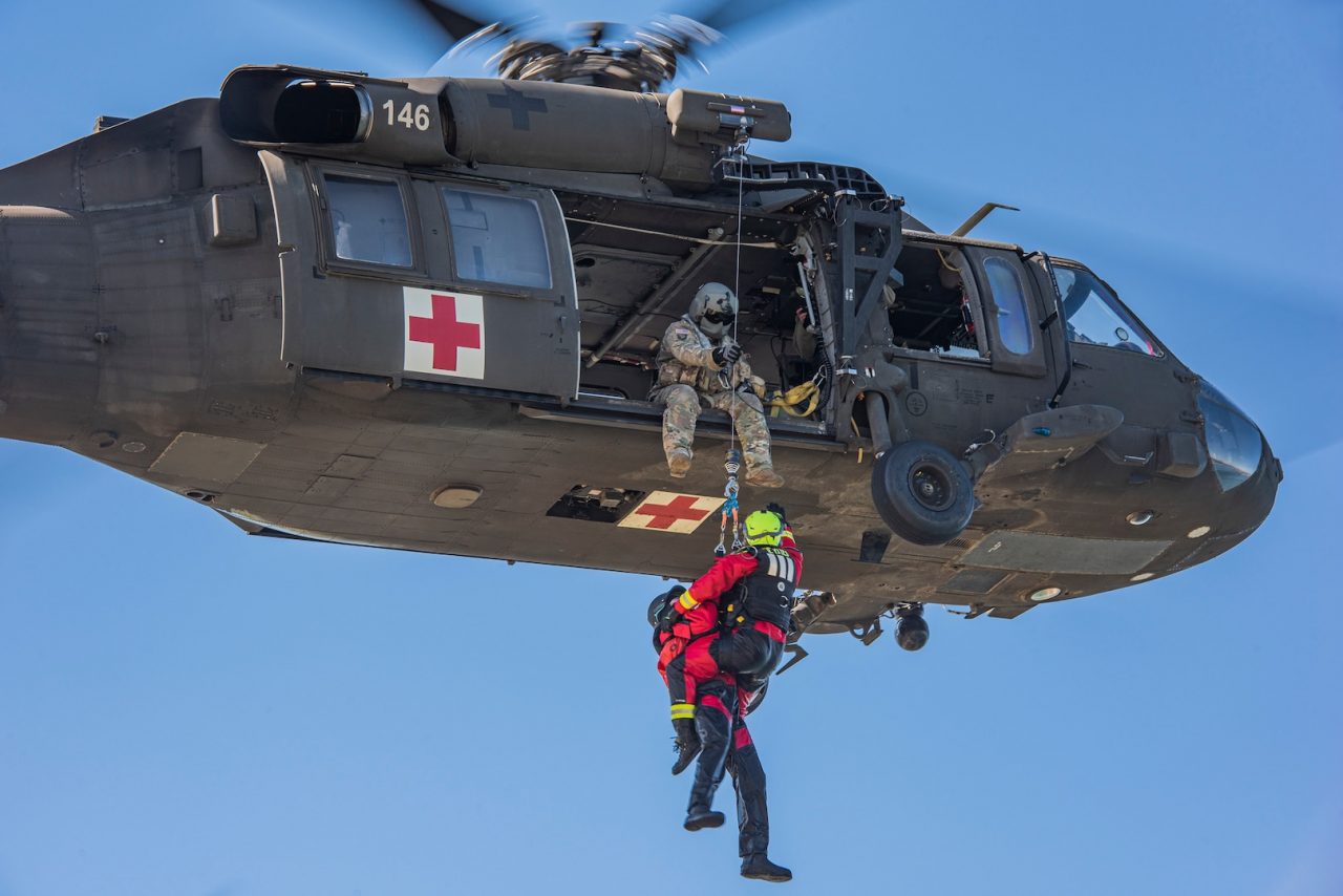 Idaho Soldiers, Firefighters Practice Water Hoist Rescues