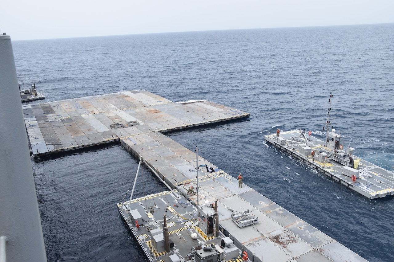 DOD Continues Work on Temporary Pier for Gaza After High Seas Force Move